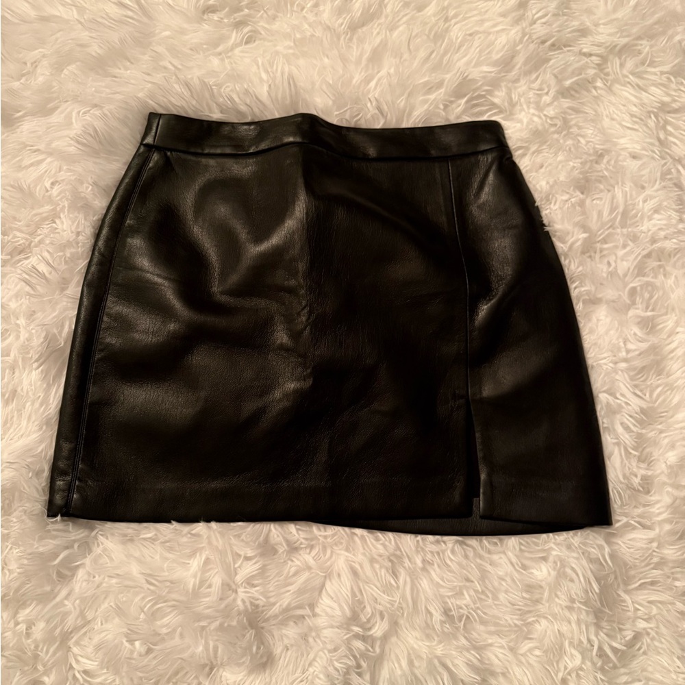 Black Faux Leather Mini Skirt